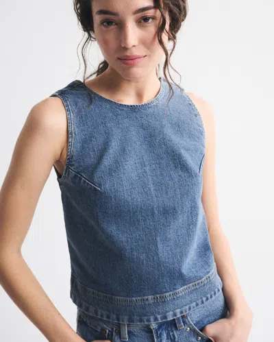 Abercrombie & Fitch Denim Shell Top In Blue