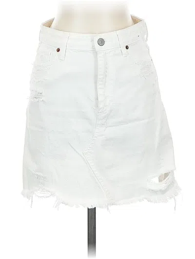 Pre-owned Abercrombie & Fitch Denim Skirt In White