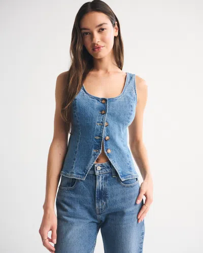 Abercrombie & Fitch Denim Tie-back Scoopneck Vest In Blue