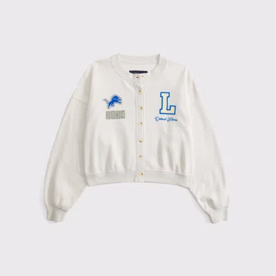 Abercrombie & Fitch Detroit Lions Sunday Shrunken Cardigan In Cream - Lions