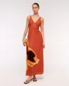 Abercrombie & Fitch Dipped-waist Hardware Maxi Dress In Orange