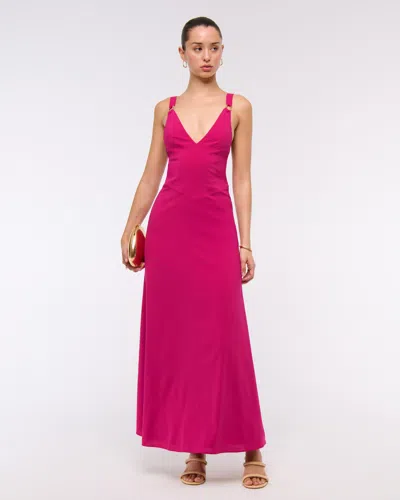 Abercrombie & Fitch Dipped-waist Hardware Maxi Dress In Purple