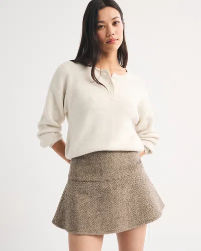 Abercrombie & Fitch Drop Waist Wool-blend Mini Skort In Brown
