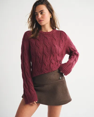 Abercrombie & Fitch Drop Waist Wool-blend Mini Skort In Brown