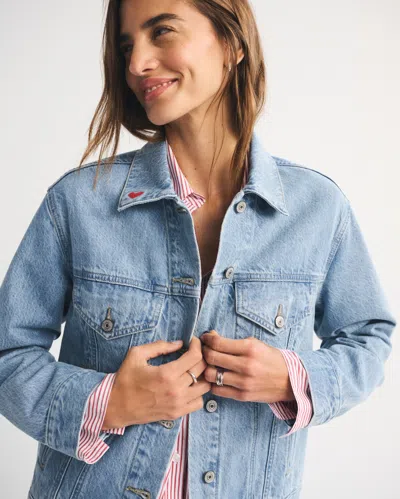 Abercrombie & Fitch Easy Denim Trucker Jacket In Blue