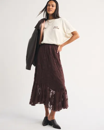 Abercrombie & Fitch Embroidered Maxi Skirt In Brown