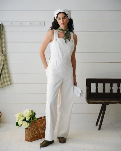 Abercrombie & Fitch Embroidered Trim Overall Jumpsuit In Neutral