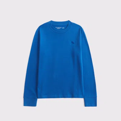 Abercrombie & Fitch Kids' Essential Long-sleeve Icon Crew Tee In Blue