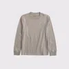 Abercrombie & Fitch Essential Long-sleeve Icon Crew Tee In Brown