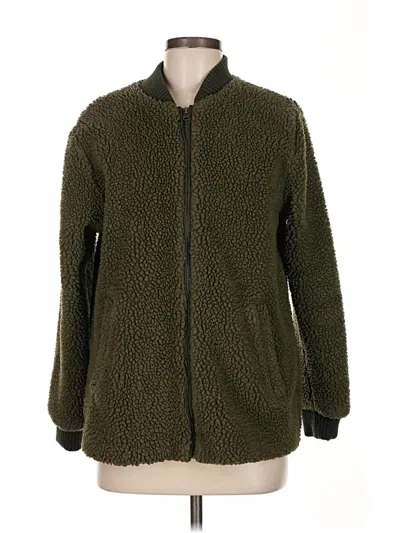 Pre-owned Abercrombie & Fitch Faux Fur Jacket In Green