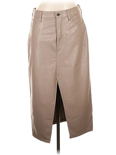 Pre-owned Abercrombie & Fitch Faux Leather Skirt In Tan