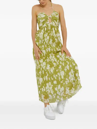 Abercrombie & Fitch Floral-print Maxi Dress In Green
