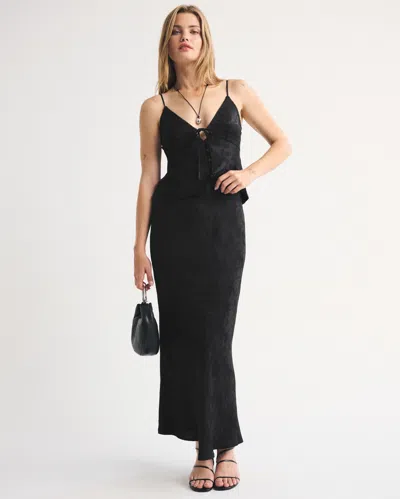 Abercrombie & Fitch Floral Pull-on Maxi Skirt In Black