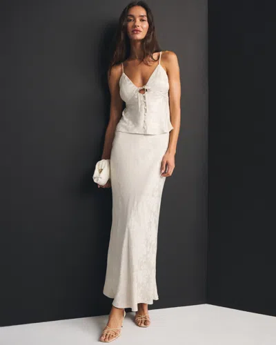 Abercrombie & Fitch Floral Pull-on Maxi Skirt In White