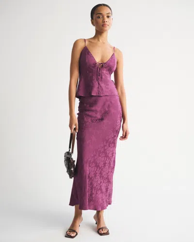 Abercrombie & Fitch Floral Pull-on Maxi Skirt In Purple