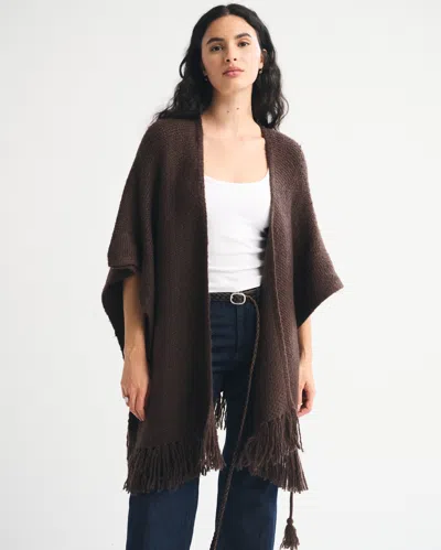 Abercrombie & Fitch Fringe Belted Cardigan In Brown