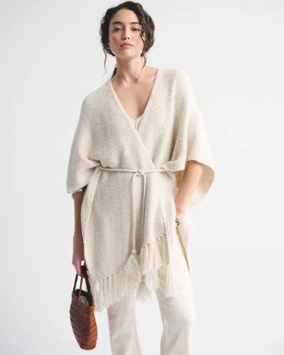 Abercrombie & Fitch Fringe Belted Cardigan In Neutral