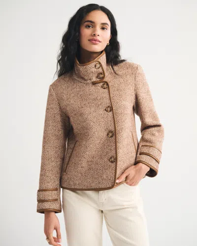 Abercrombie & Fitch Funnel Neck Wool-blend Short Coat In Multi