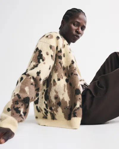 Abercrombie & Fitch Fuzzy Animal Print Cardigan