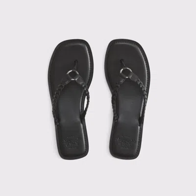 Abercrombie & Fitch Genuine Leather Braided Flip-flop Sandals In Black