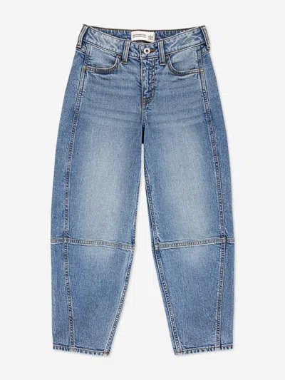 Abercrombie & Fitch Kids'  Girls High Rise Balloon Jeans In Blue