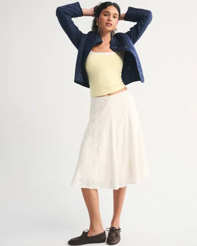 Abercrombie & Fitch Godet Midi Skirt In White