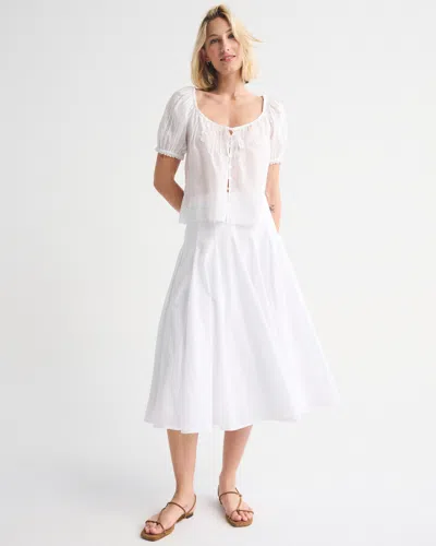 Abercrombie & Fitch Godet Midi Skirt In White