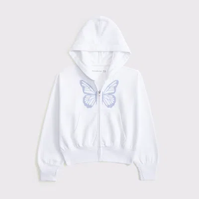 Abercrombie & Fitch Kids' Graphic Full-zip Hoodie In White