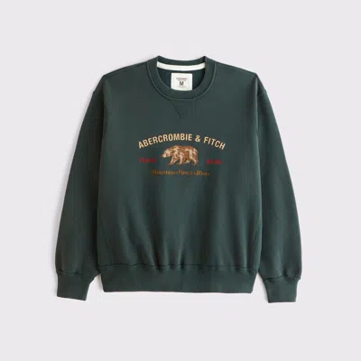 Abercrombie & Fitch Graphic Logo Crew Sweatshirt In Green