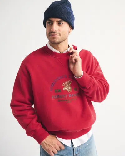 Abercrombie & Fitch Graphic Logo Crew Sweatshirt In Red