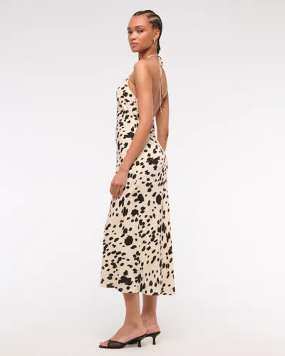 Abercrombie & Fitch Halter Slip Midi Dress In Neutral