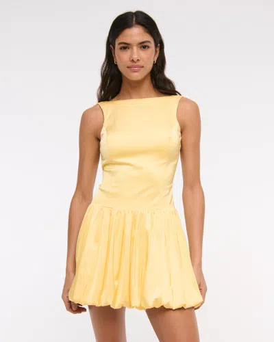 Abercrombie & Fitch High-neck Bubble Hem Mini Dress In Yellow