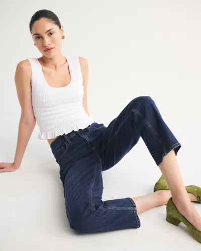 Abercrombie & Fitch High Rise 90s Cropped Straight Jean In Blue