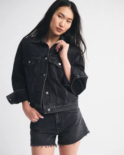 Abercrombie & Fitch High Rise 90s Cutoff Short In Black