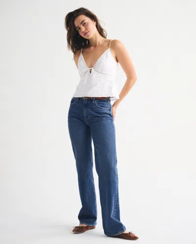 Abercrombie & Fitch High Rise 90s Relaxed Horseshoe Embroidered Jean In Blue