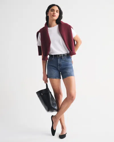 Abercrombie & Fitch High Rise Dad Short In Blue