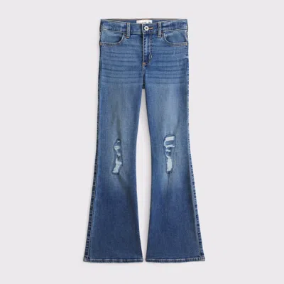 Abercrombie & Fitch Kids' High Rise Flare Jean In Medium Destroy