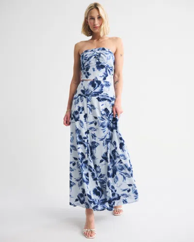 Abercrombie & Fitch High Rise Flowy Maxi Set Skirt In Blue
