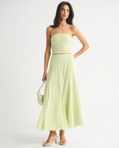 Abercrombie & Fitch High Rise Flowy Maxi Set Skirt In Green