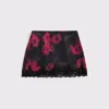 Abercrombie & Fitch High Rise Lace & Satin Mini Skort In Black