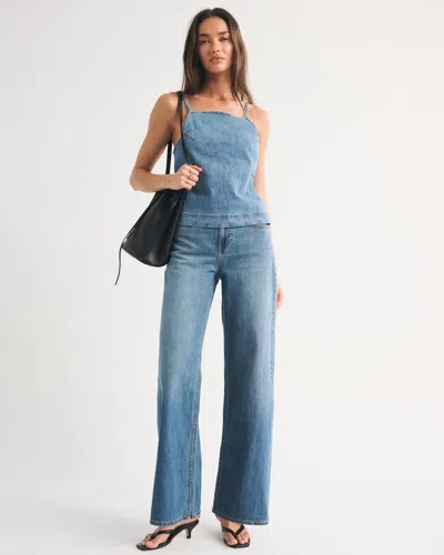 Abercrombie & Fitch High Rise Linen-blend Wide Leg Jean