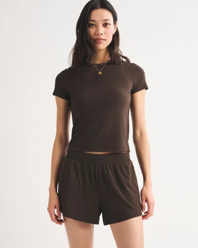 Abercrombie & Fitch High Rise Lounge Short In Brown
