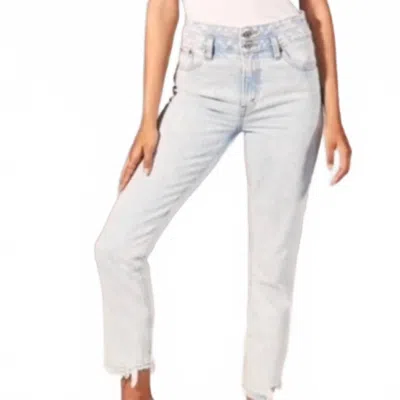 Abercrombie & Fitch High Rise Mom Jean In White, Blue In Multi