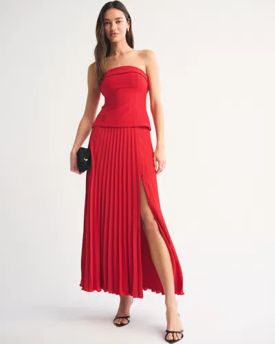 Abercrombie & Fitch High Rise Pleated Maxi Set Skirt In Red