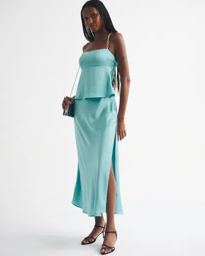 Abercrombie & Fitch High Rise Satin Maxi Set Skirt In Blue