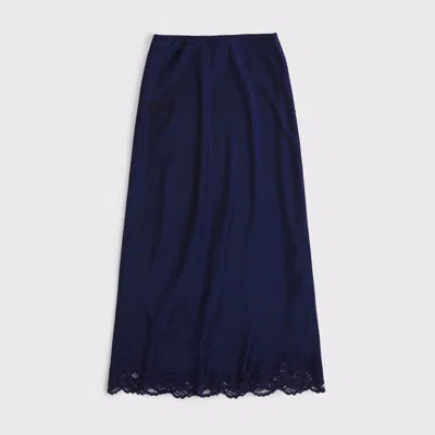 Abercrombie & Fitch High Rise Satin Maxi Set Skirt In Blue