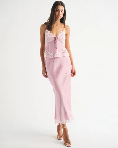 Abercrombie & Fitch High Rise Satin Maxi Set Skirt In Pink