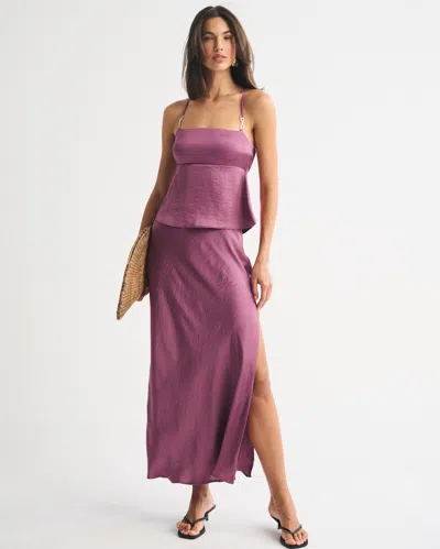 Abercrombie & Fitch High Rise Satin Maxi Set Skirt In Purple
