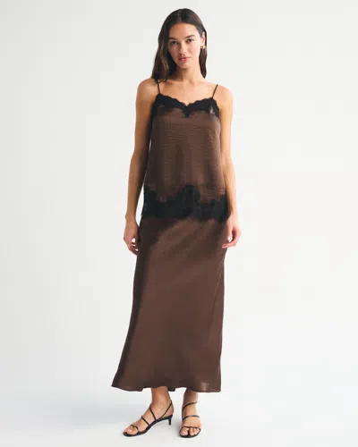 Abercrombie & Fitch High Rise Satin Maxi Skirt In Animal Print