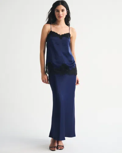 Abercrombie & Fitch High Rise Satin Maxi Skirt In Multi